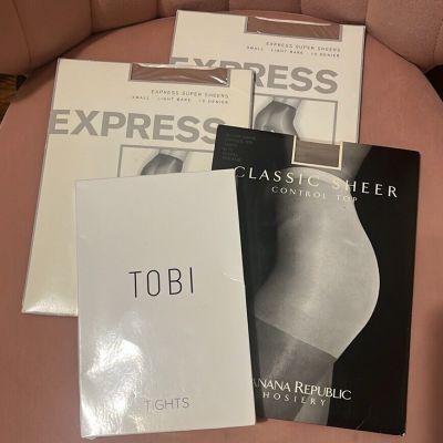 Banana Republic and Express Classic Sheer Pantyhose and Stripe Tobi Tights